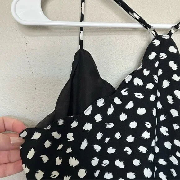 J.‎ Crew Womens Scalloped Edge Cami Tank Top Sleeveless Adjustable Black Size 2 - Picture 7 of 7